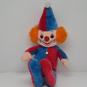 Vintage 1980s Clown Plush Mighty Star Clint the Clown 80s Stuffed Clown Doll 21”